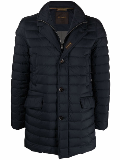 Moorer Notched Collar Padded Jacket In Blue
