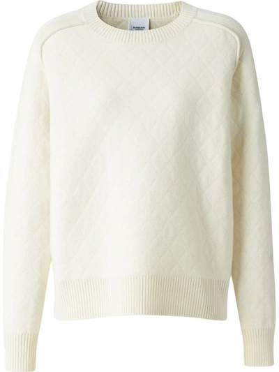 Burberry Quilted Fine-knit Jumper In White
