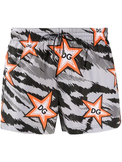 Dolce & Gabbana Star Pattern Swim Shorts In Grey