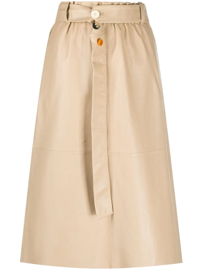 Alysi A-line Leather Skirt In Neutrals