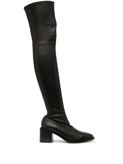Clergerie Xalba Thigh-high Leather Boots In Black