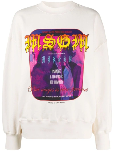 Msgm Graphic-print Logo Sweatshirt In Neutrals