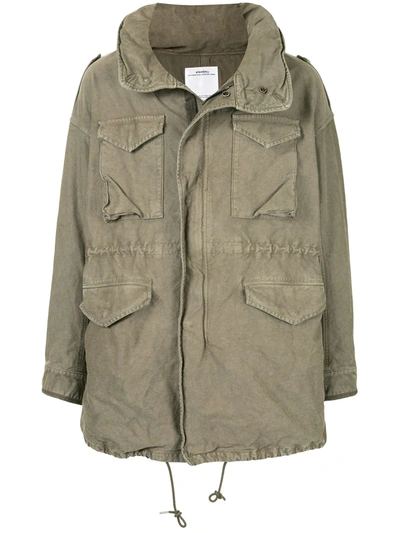 Visvim Bickle Damaged Parka Jacket In Green