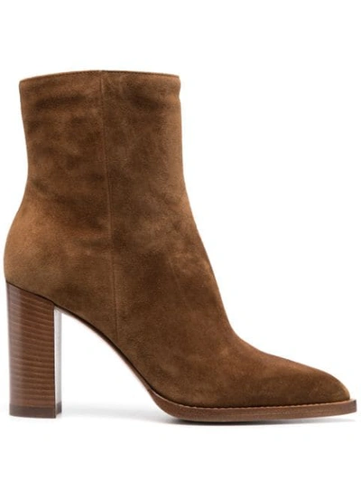 Gianvito Rossi Pointed Toe Ankle Boots In Brown