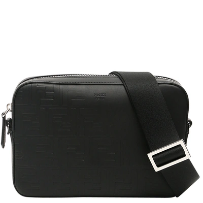 Pre-owned Fendi Black Leather Faded Camera Case Bag