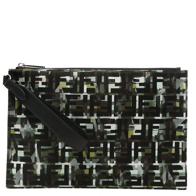 Pre-owned Fendi Camouflage Leather Ff Pouch In Multicolor