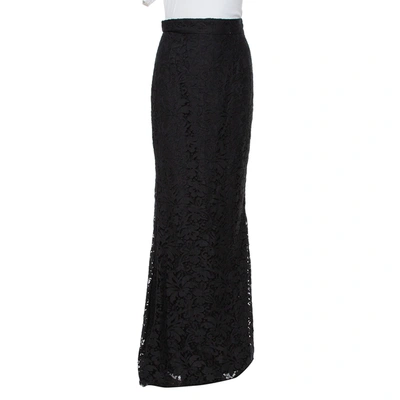 Pre-owned Dolce & Gabbana Black Lace Fit & Flare Maxi Skirt S
