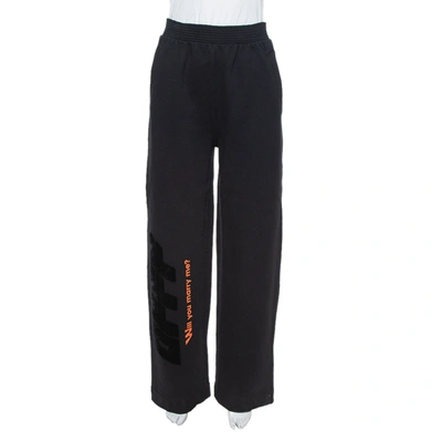 Pre-owned Off-white Black Cotton Modern Obstacles Wide Leg Sweatpants S