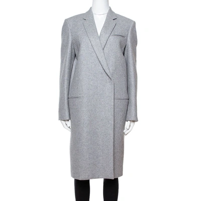 Pre-owned Celine Grey Cashmere Open Front Long Coat L