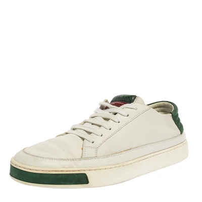 Pre-owned Gucci White Leather Low Top Sneakers Size 40.5
