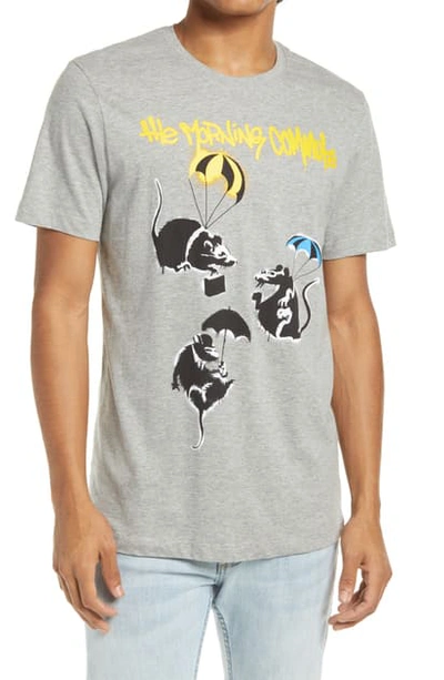 Elevenparis Banksy Parachute Rats Graphic Tee In Grey Mix