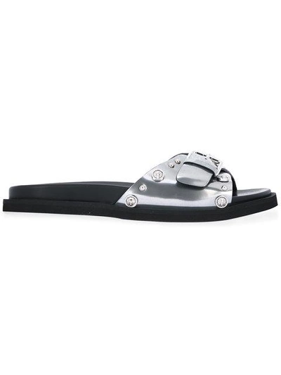 Versus - Studded Slide Sandals  In Silver