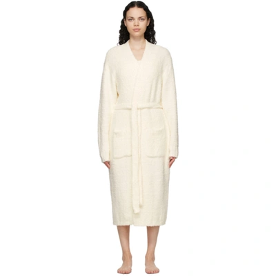 Skims Off-white Knit Cozy Robe In Ivory