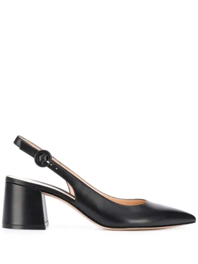 Gianvito Rossi Leather Block-heel Slingback Pumps In Black