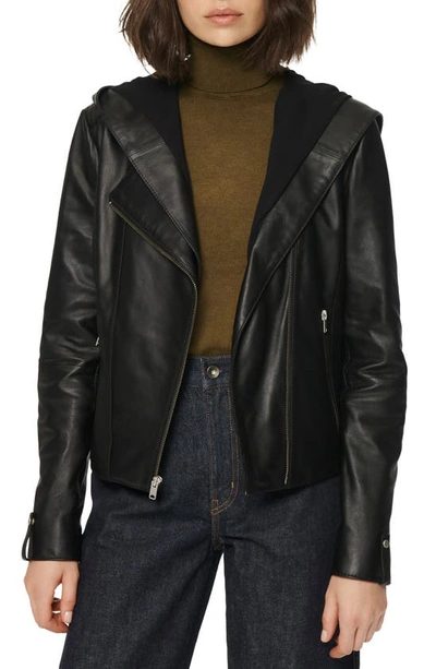 Marc New York Hooded Leather Jacket In Black