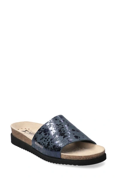 Mephisto Hanik Slide Sandal In Navy Leather