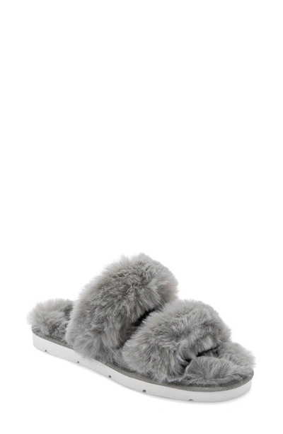 Dolce Vita Puff Faux Fur Slipper In Grey Faux Fur