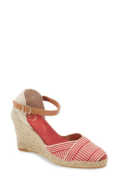 Toni Pons Violet Wedge Sandal In Red Fabric