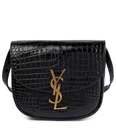 Saint Laurent Kaia Small Croc-effect Leather Shoulder Bag In Black