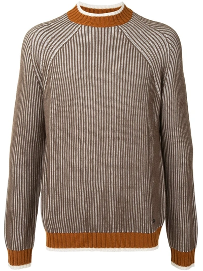 Emporio Armani Rib-knit Jumper In Brown