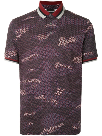 Emporio Armani Camouflage-print Polo Shirt In Red