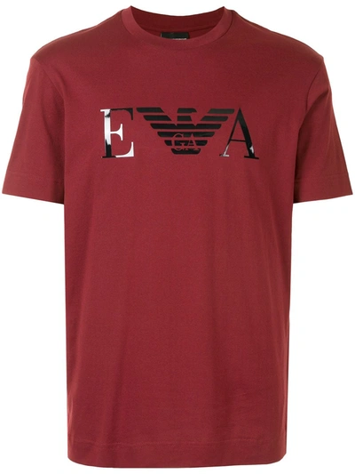 Emporio Armani Glossy Logo T-shirt In Red