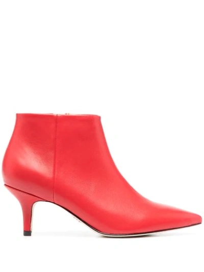 Tommy Hilfiger Pointed-toe Leather Ankle Boots In Red