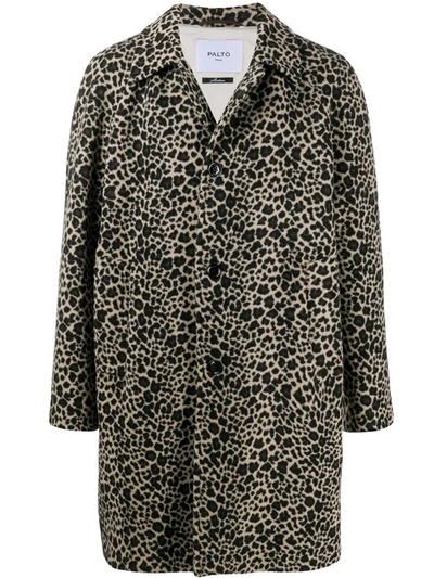 Paltò Single-breasted Leopard Print Coat In Neutrals
