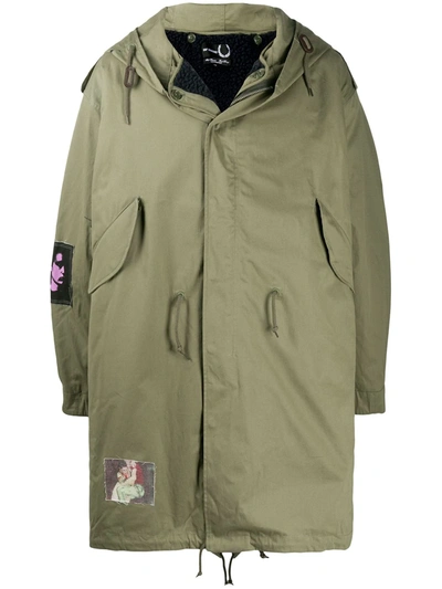 Fred Perry Oversized Mid-length Parka In Green