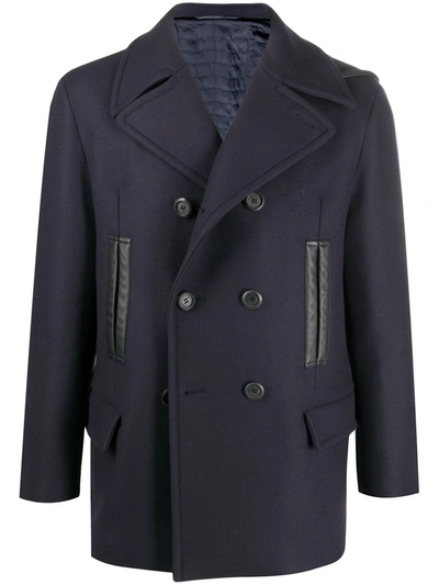 Ferragamo Double-breasted Notch Lapels Coat In Blue