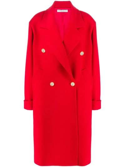 Alessandra Rich Oversize Wool & Cashmere Long Coat In Red