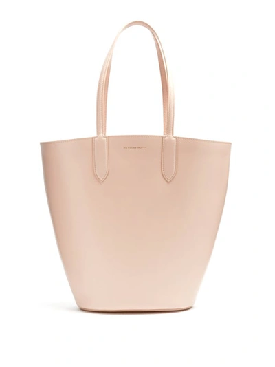 Alexander Mcqueen Small Leather Basket Tote Bag In Teint