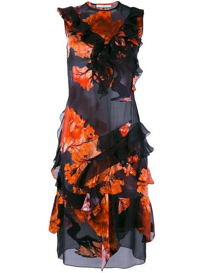 Givenchy Sleeveless Floral-print Chiffon Dress, Multi In Red