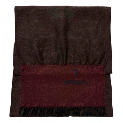 Pre-owned Trussardi Wool Scarf & Pocket Square In Burgundy