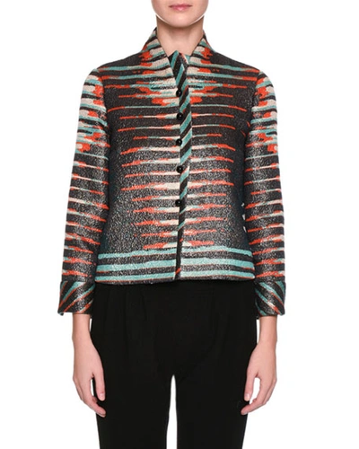 Giorgio Armani Printed Bracelet-sleeve Jacket, Black Pattern