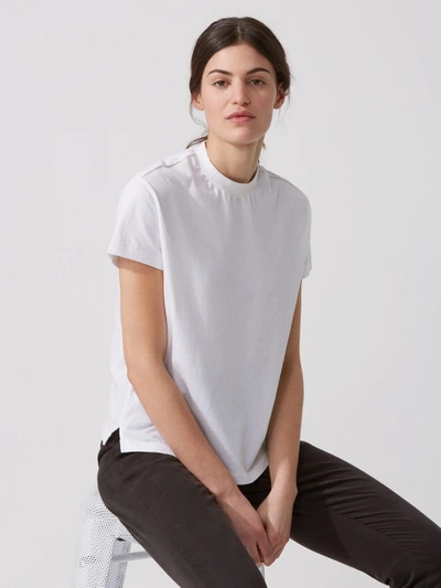 Frank + Oak Drop Shoulder Mock Neck Tee In Bright White