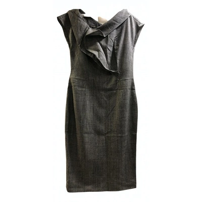 Pre-owned Escada Wool Maxi Dress In Grey