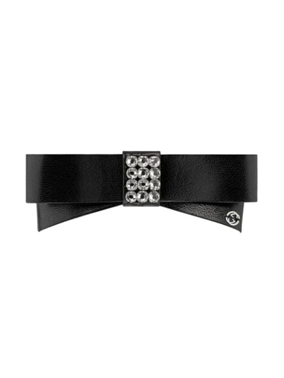 Gucci Leather And Crystal-embellished Hair Clip In Black