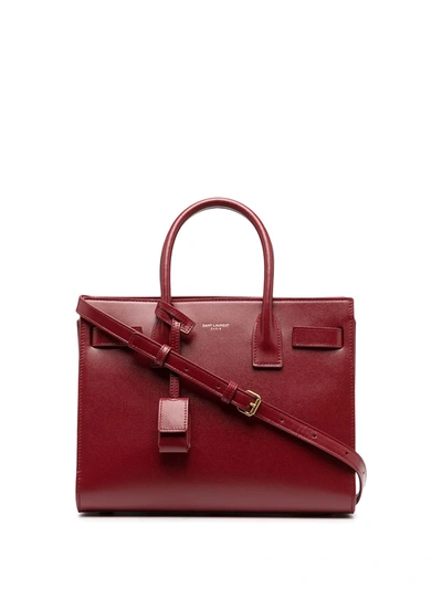 Saint Laurent Sac De Jour Baby Leather Tote Bag In Red