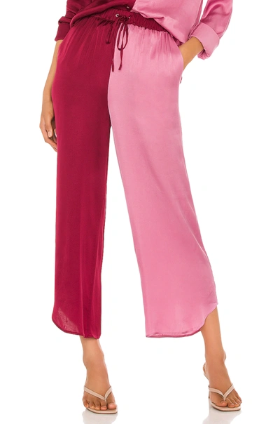 Lovers & Friends Pajama Cropped Pant In Pink & Plum Red