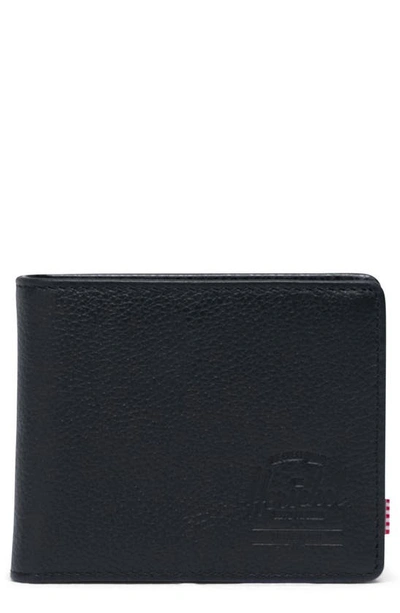 Herschel Supply Co Hank Rfid Leather Wallet In Black Pebbled Leather