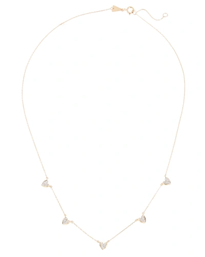 Adina Reyter Pavé Folded Heart Chain Necklace In Gold