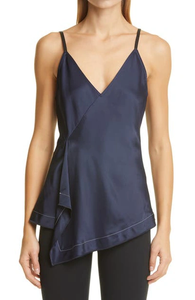 Helmut Lang Scarf Hem Satin Camisole In Patrol Navy