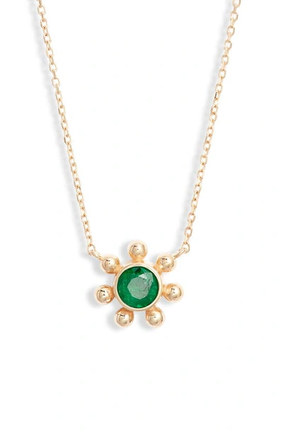 Anzie Dew Drop Marine Emerald & 14k Gold Pendant Necklace In Yellow Gold/ Emerald