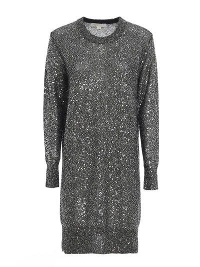 Michael Kors Metallic Effect Short Dress In Silver Color