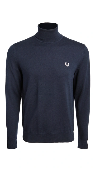 Fred Perry Roll Neck Sweater In Navy