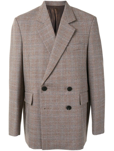Wooyoungmi Double Breasted Check Blazer In Brown