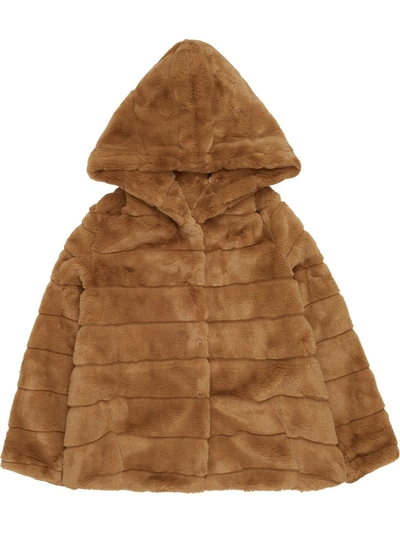 Apparis Goldie Hooded Faux-fur Coat In Camel