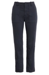 Nili Lotan Jenna Slim Crop Stretch Twill Pants In Washed Marine Navy