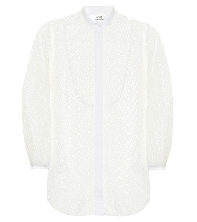 Victoria Victoria Beckham Broderie Anglaise Cotton Blouse In White